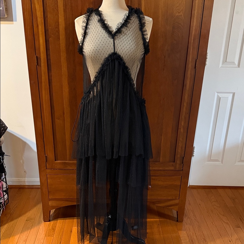 Revel Black Mesh Tiered Dress